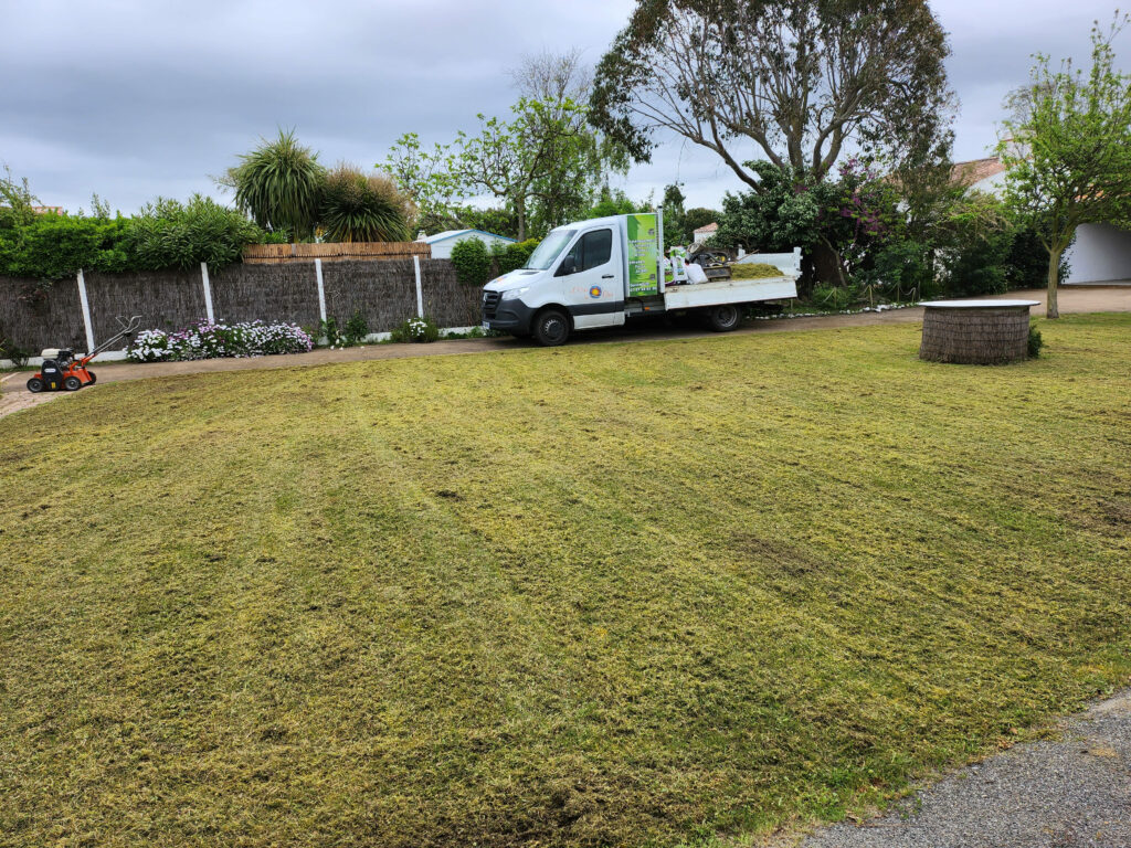 LOREE DU BOIS Creation Jardin Noirmoutier Scarification Gazon 1